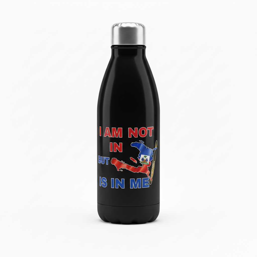 Black Haiti pride water bottle