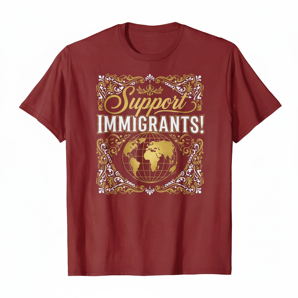 Burgundy Support Immigrants T-Shirt