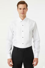 "Charles" White Spread Collar Tuxedo Shirt