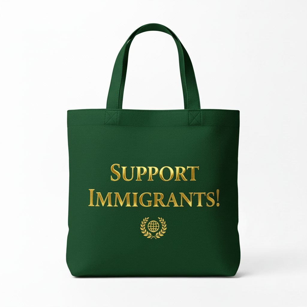 Forest green Support Immigrants tote bag