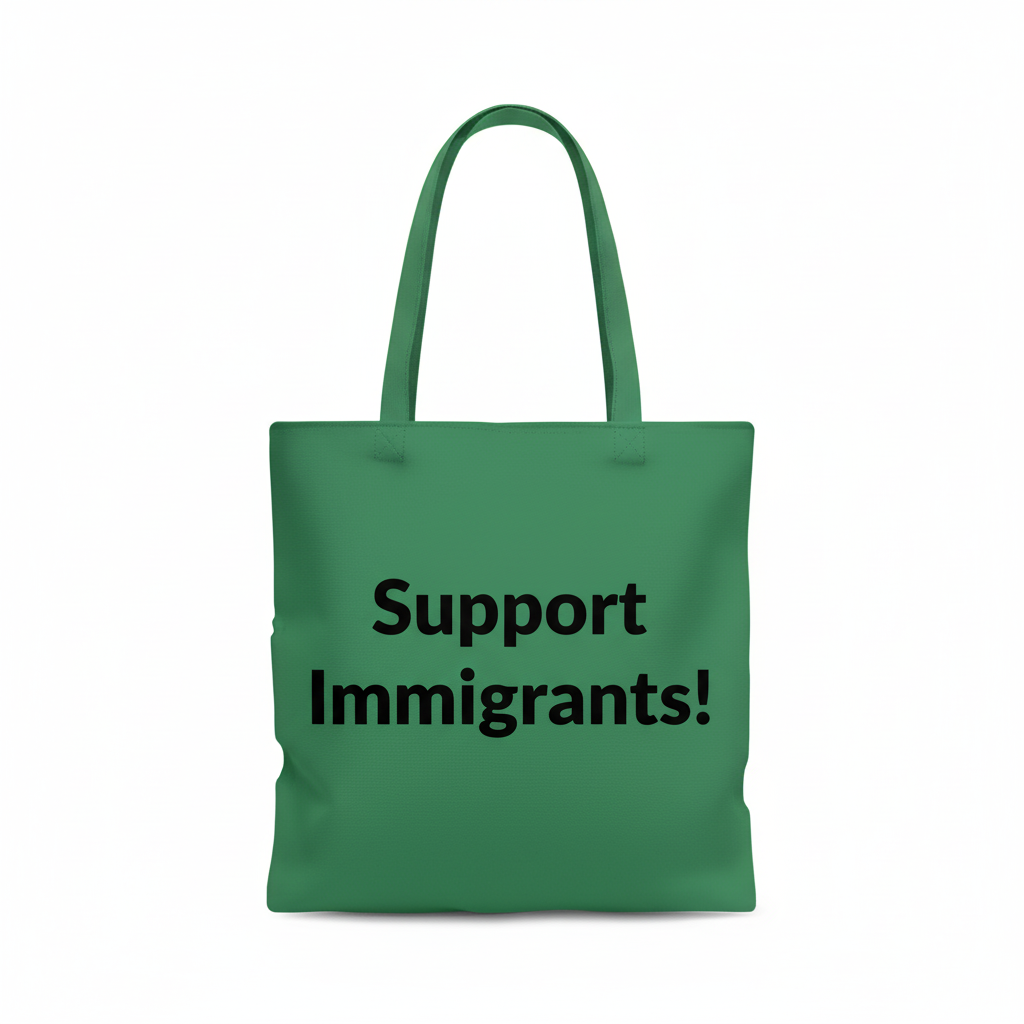 Forest green Support Immigrants tote bag