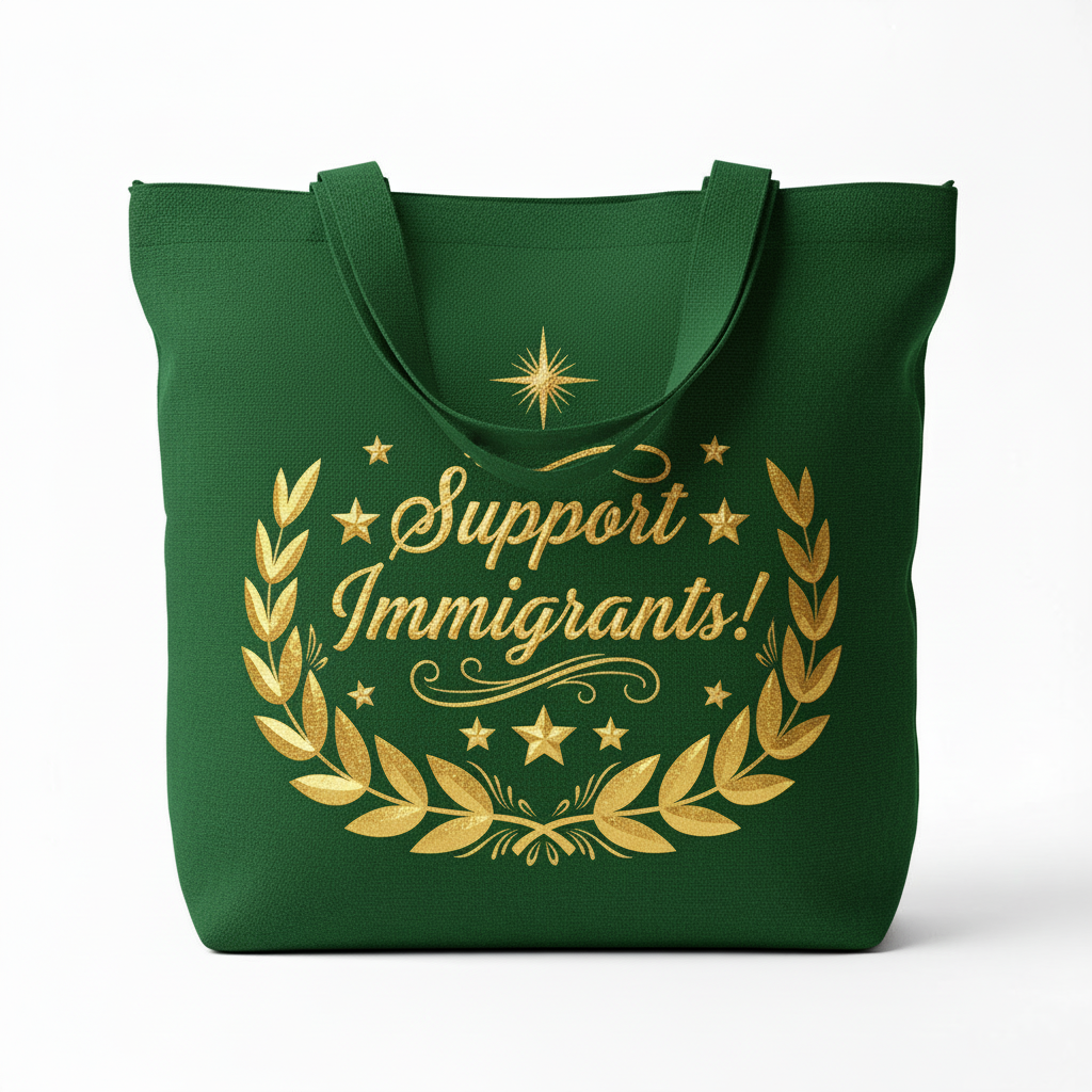 Forest green Support Immigrants tote bag