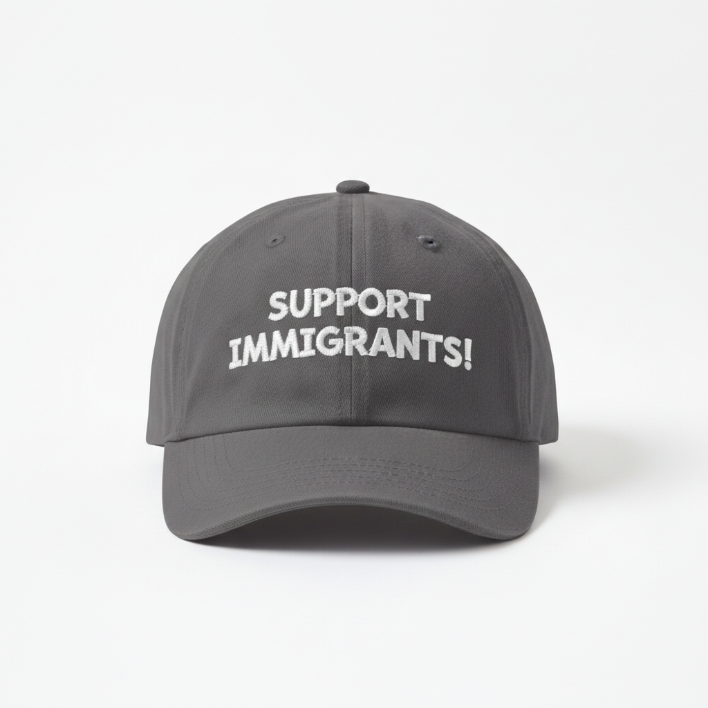 Gray Support Immigrants Baseball Cap