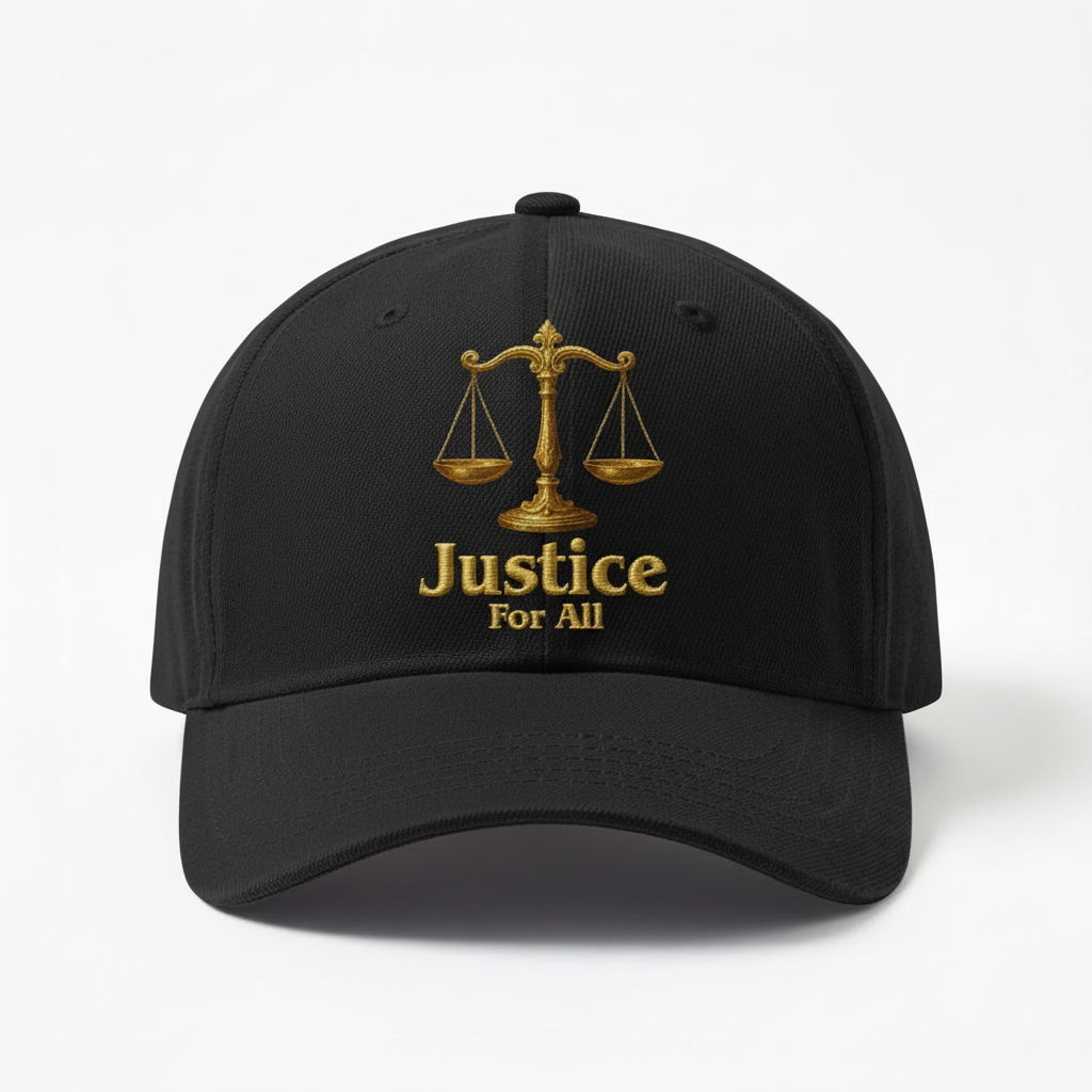 Justice for All Black Baseball Cap