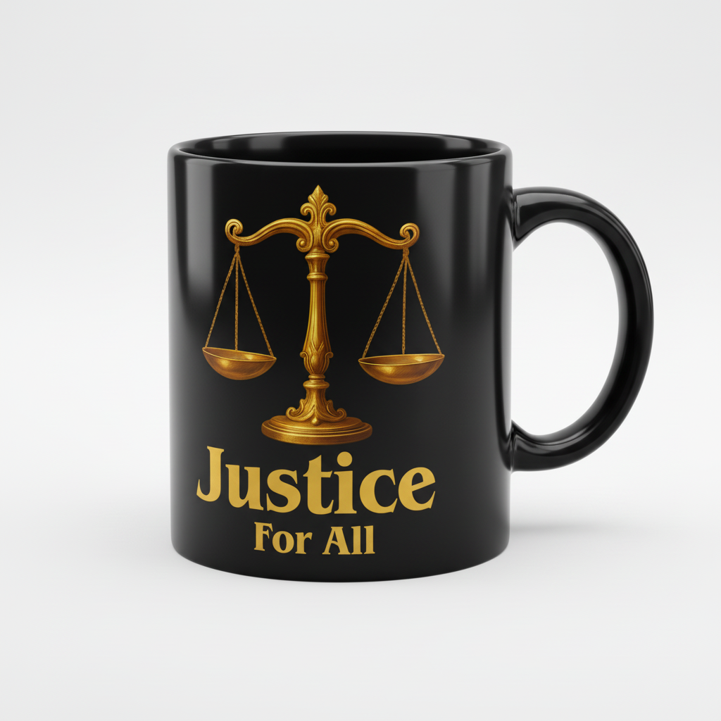 Justice for All Black Coffee Mug