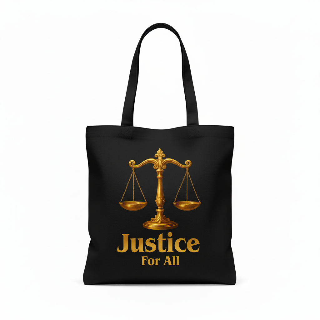 Justice for All Black Tote Bag