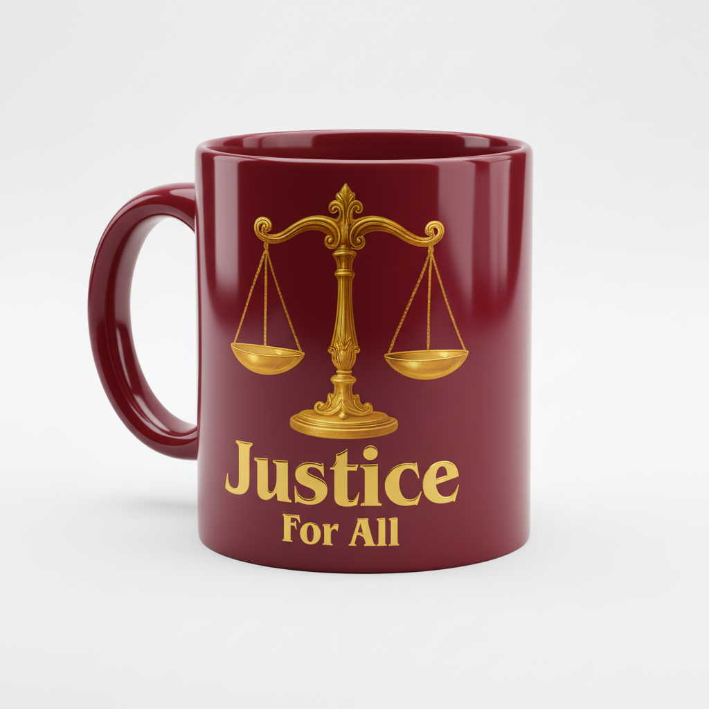 Justice for All Burgundy Coffee Mug