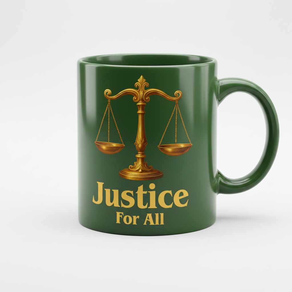 Justice for All Forest Green Coffee Mug