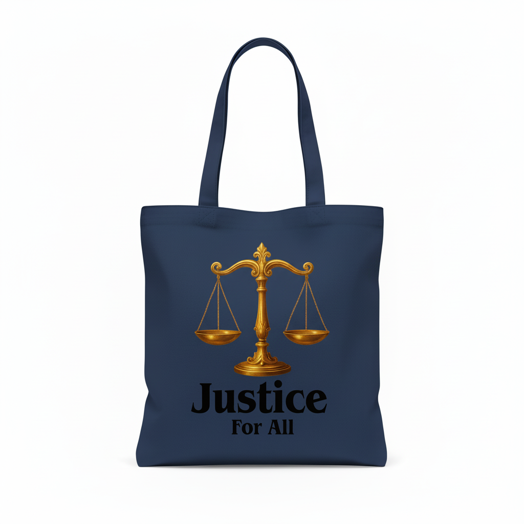 Justice for All Navy Blue Tote Bag