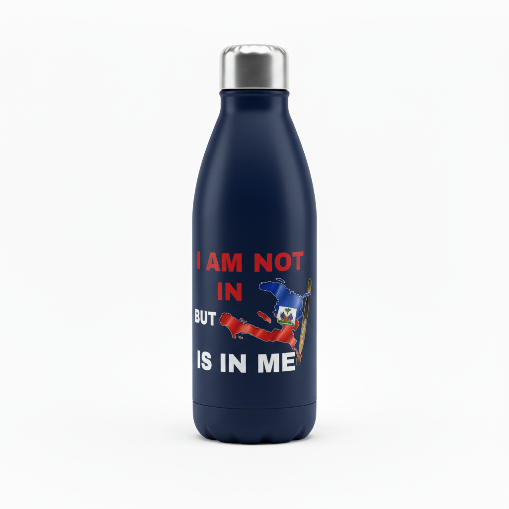 Navy blue Haiti pride water bottle