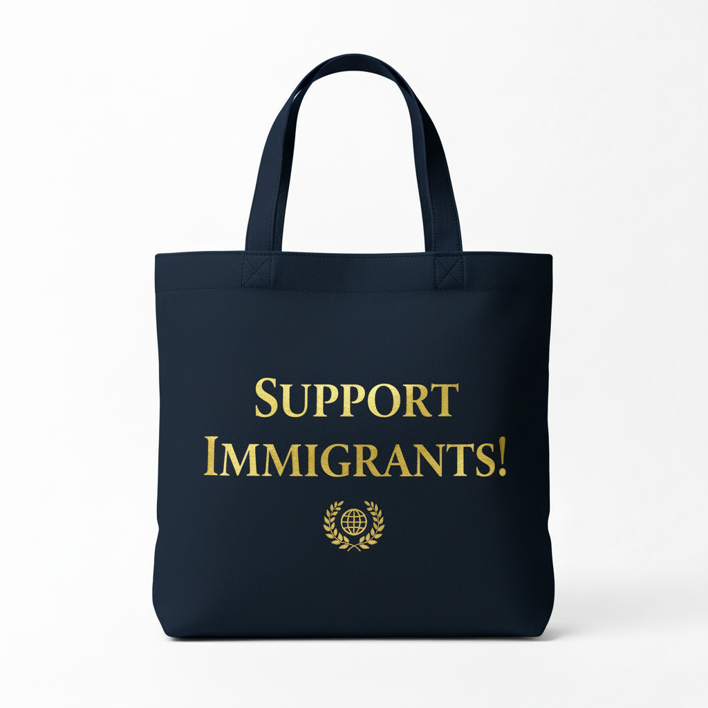 Navy blue Support Immigrants tote bag
