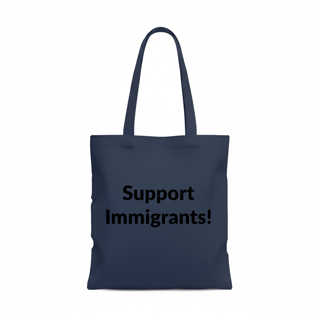 Navy blue Support Immigrants tote bag