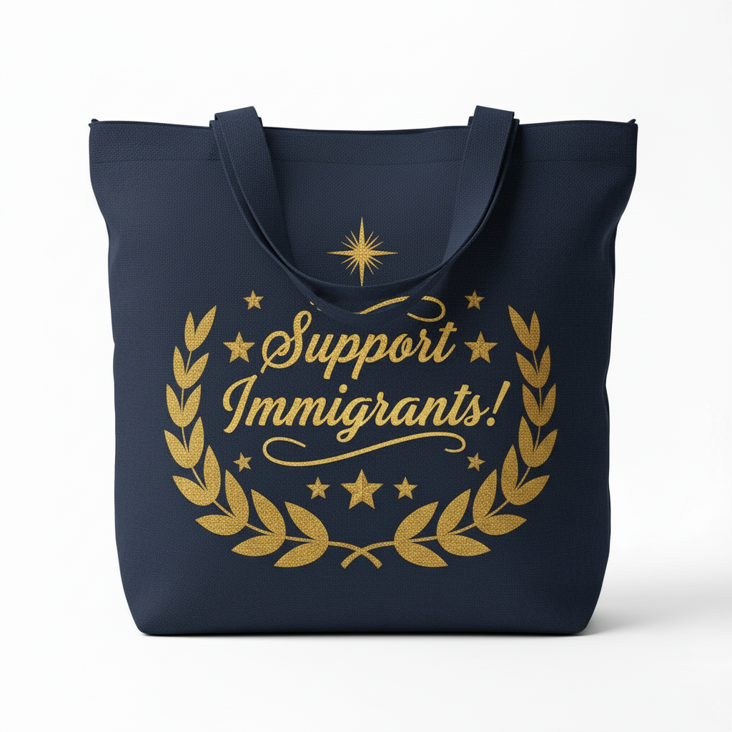 Navy blue Support Immigrants tote bag