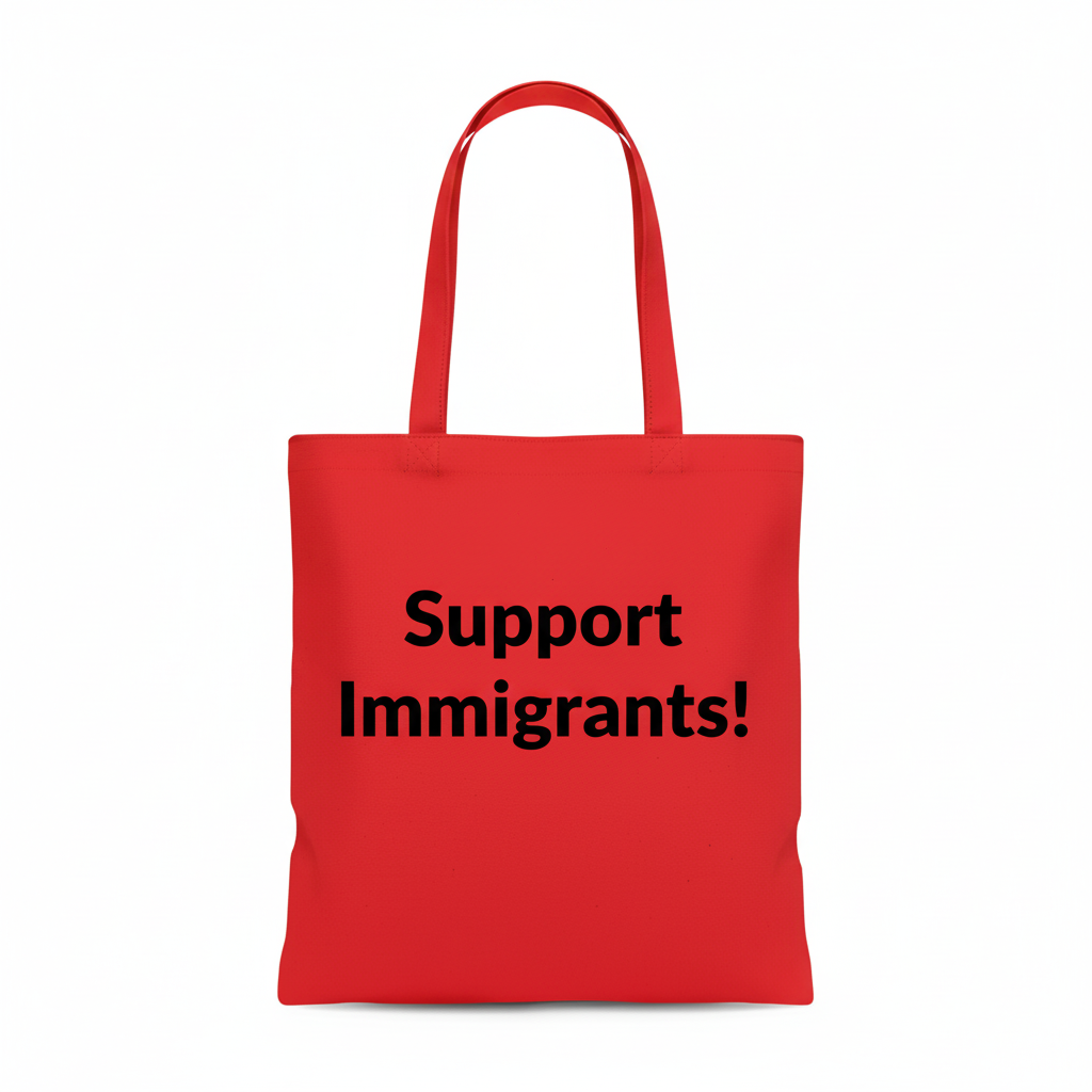 Red Support Immigrants tote bag