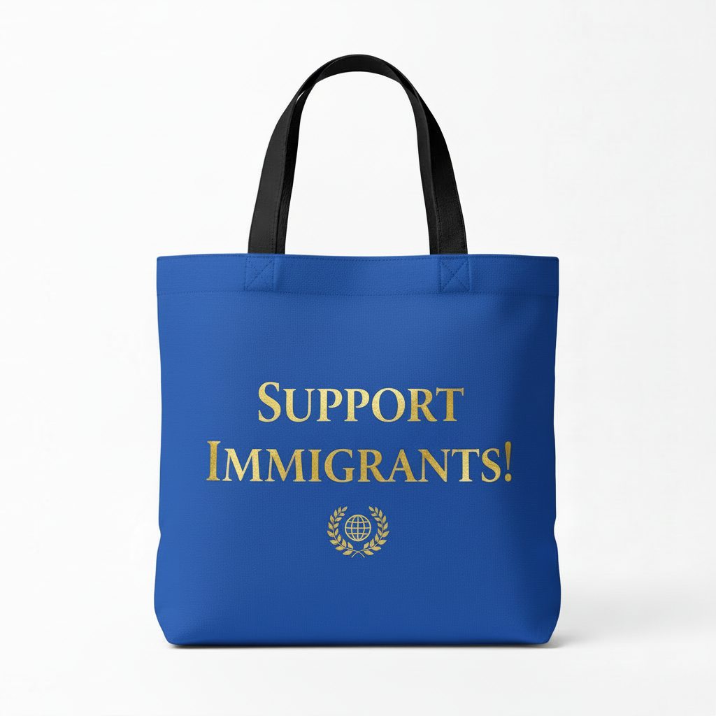 Royal blue Support Immigrants tote bag