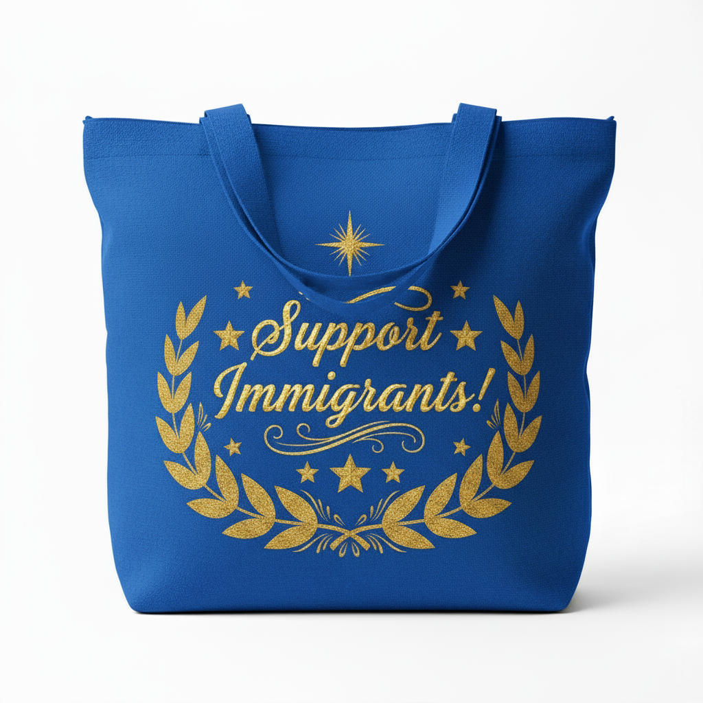 Royal blue Support Immigrants tote bag