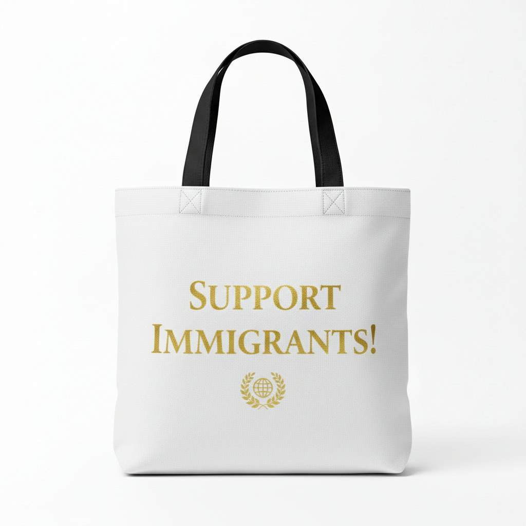 White Support Immigrants tote bag