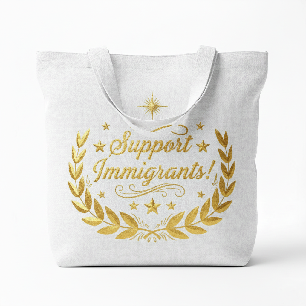 White Support Immigrants tote bag